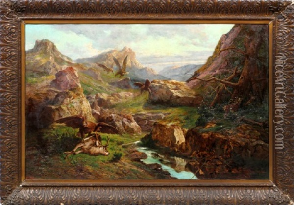 Mountain Scene Oil Painting - John (Giovanni) Califano