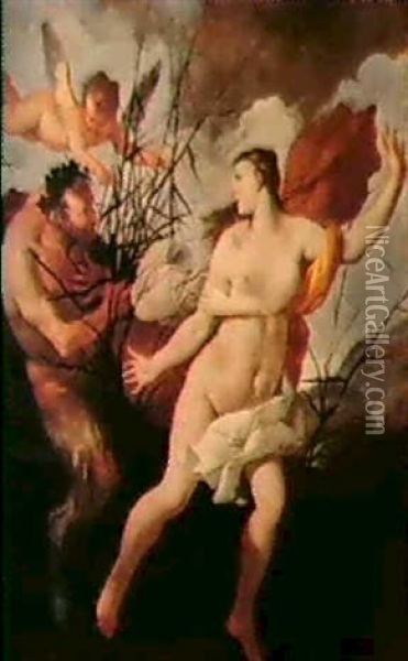 Pan E Siringa Oil Painting - Giulio Carpioni
