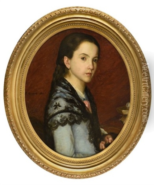 Portrait Presume De Juliette Dubois Oil Painting - Francois Joseph Guiguet