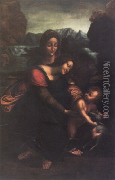 Hl. Anna Selbdritt Oil Painting - Leonardo Da Vinci