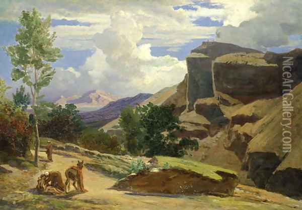 Italian Landscape Oil Painting - Johann Wilhelm Schirmer