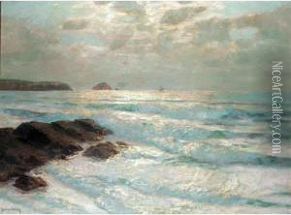 Coastal Sunset Oil Painting - Julius Olsson