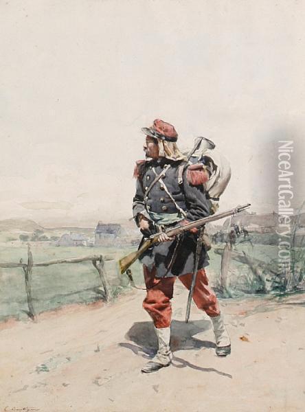 Napoleonic Soldier Oil Painting - Paul Emile Boutigny