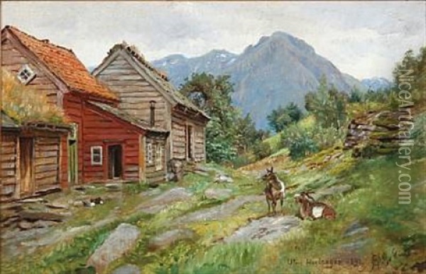 Norwegian Landscape From Utne In Hardanger, Norway Oil Painting - Olaf August Hermansen