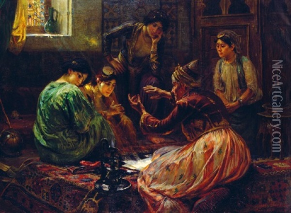 La Conteuse Oil Painting - Ferencz Franz Eisenhut