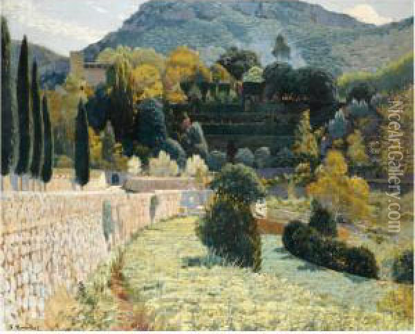 Jardi De Muntanya, Sa Coma, Iv (terraced Gardens, Sa Como) Oil Painting - Santiago Rusinol i Prats