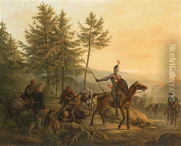 Szene Aus Don Quichote Von Miguel De Cervantes Oil Painting - Alexandre Jean Noel