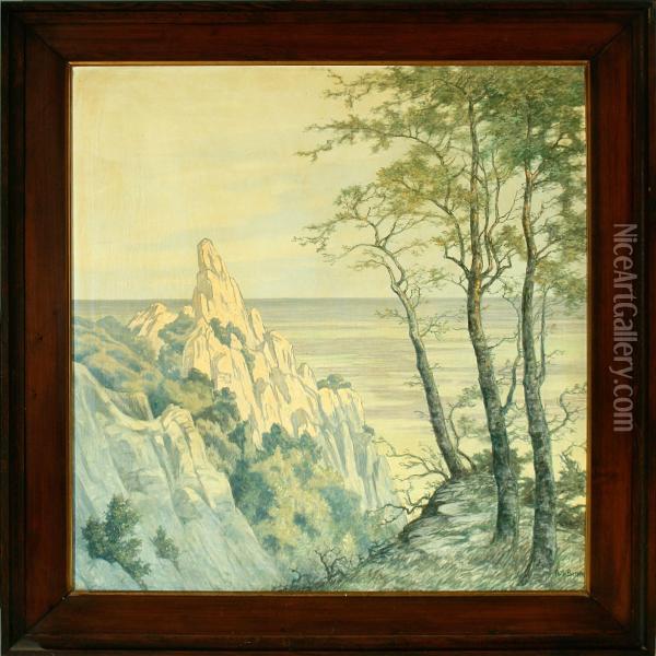 A Danish Landscape From Moen's Cliffs Oil Painting - Arthur Boesen