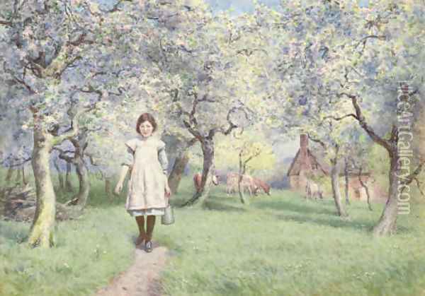 A Worcestershire orchard Oil Painting - Joseph Kirkpatrick