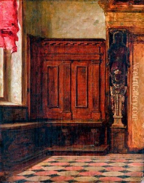 Enterior Oil Painting - Lajos Bruck