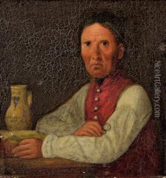 Lesender Mann Am Kuchentisch Oil Painting - Johann Michael Neder