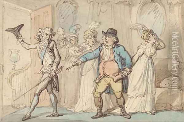 Lord Tellaman being rudely dismissed by Squire Western Oil Painting - Thomas Rowlandson