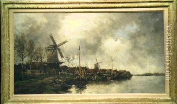Dutch Windmills Oil Painting - Hermanus Jr. Koekkoek