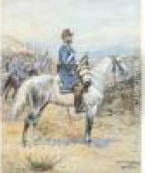 Trompette Du 1er Regiment Des Chasseurs D'afrique Oil Painting - Alphonse Lalauze