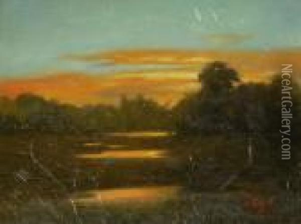Luminous Marsh Scene Oil Painting - Edward Chalmers Leavitt