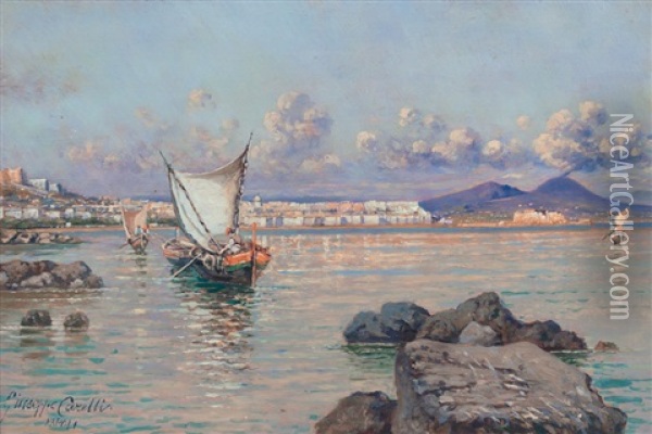 Napoli, Mergellina Oil Painting - Giuseppe Carelli