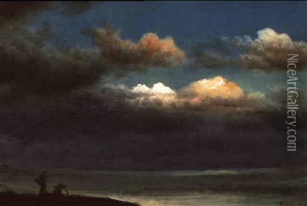 Clam Diggers Oil Painting - Albert Bierstadt