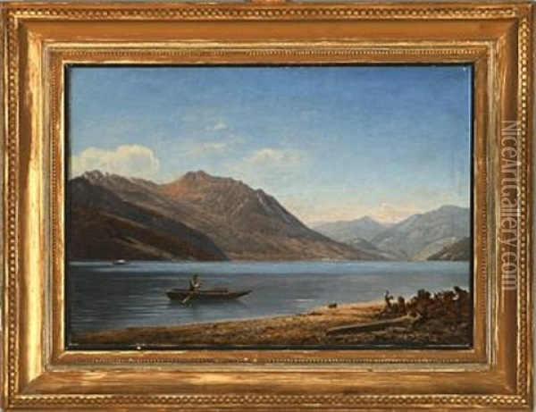 View From The Alps Oil Painting - Anton Edvard Kjeldrup