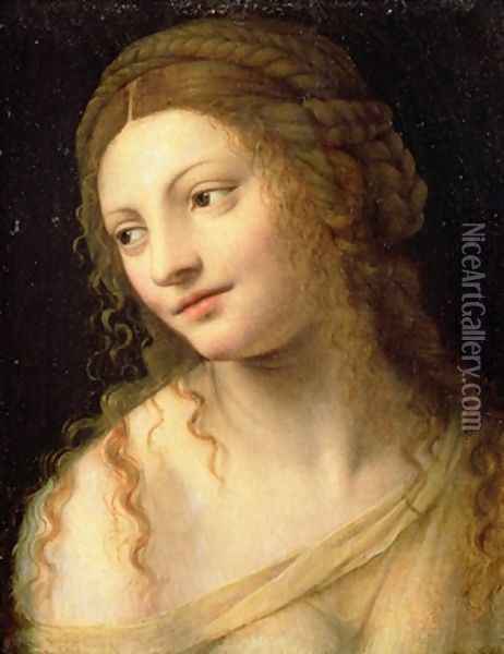 Head and shoulders of a young woman Oil Painting - Bernardino Luini