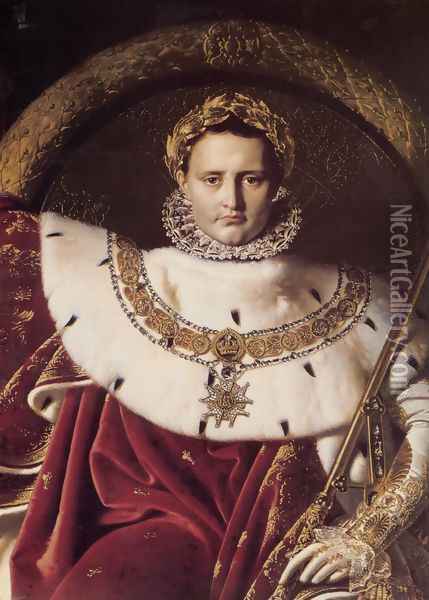 Napoleon I on His Imperial Throne (Detail) Oil Painting - Jean Auguste Dominique Ingres