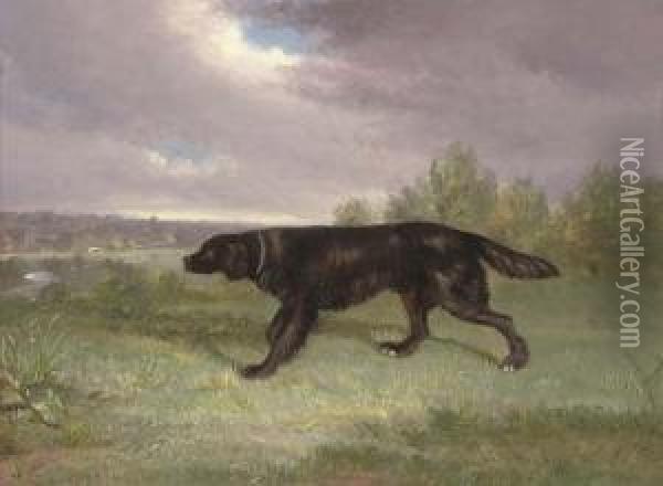 A Hound In A Landscape Oil Painting - Richard Barrett Davis