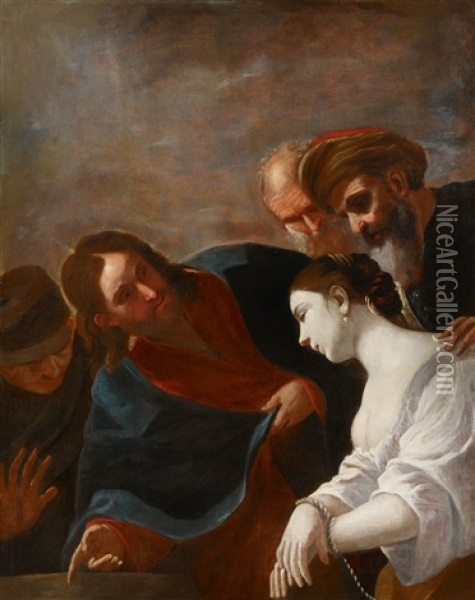 Christus Und Die Ehebrecherin Oil Painting - Mattia Preti