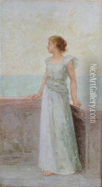 Portrait Of A Woman Oil Painting - Jean-Ernest Aubert