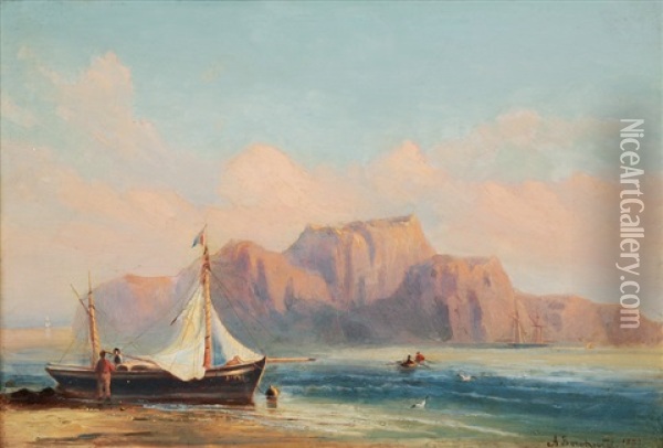 View Of A Coast Oil Painting - Aleksei Petrovich Bogolyubov