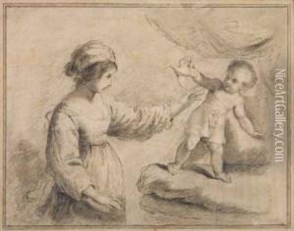 Virgin And Child With A Dove Oil Painting - Giovanni Batista Cipriani