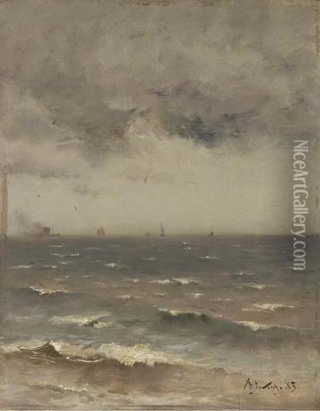 Temps De Brise Au Large Du Havre Oil Painting - Aime Stevens