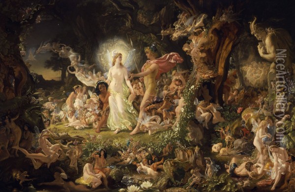 The Quarrel of Oberon and Titania  Oil Painting - Sir Joseph Noel Paton