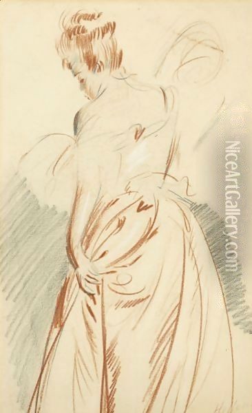 Study Of A Woman Seen From The Back Oil Painting - Paul Cesar Helleu