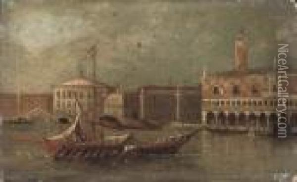 The Molo, Venice, From The 
Bacino Di San Marco; And The Punta Della Dogana, Venice, With Santa 
Maria Della Salute Oil Painting - Giacomo Guardi