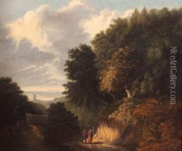 A View Of Cromerfrom The Northrepps Road Oil Painting - Obadiah Short