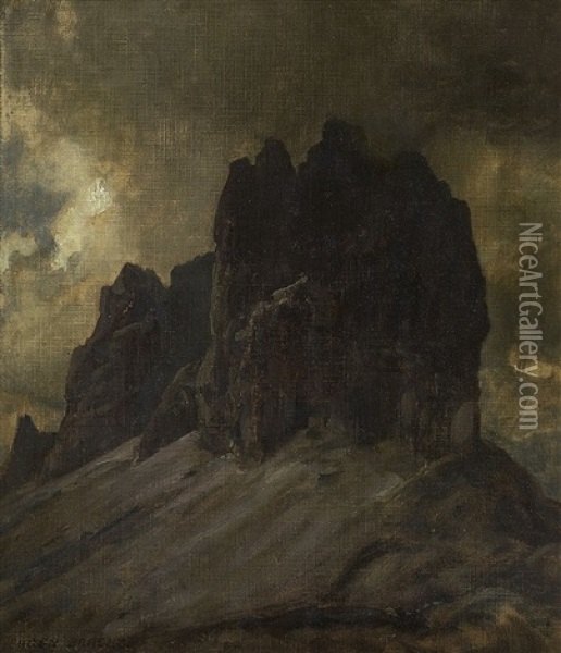 Die Drei Zinnen In Den Dolomiten Oil Painting - Eugen Felix Prosper Bracht