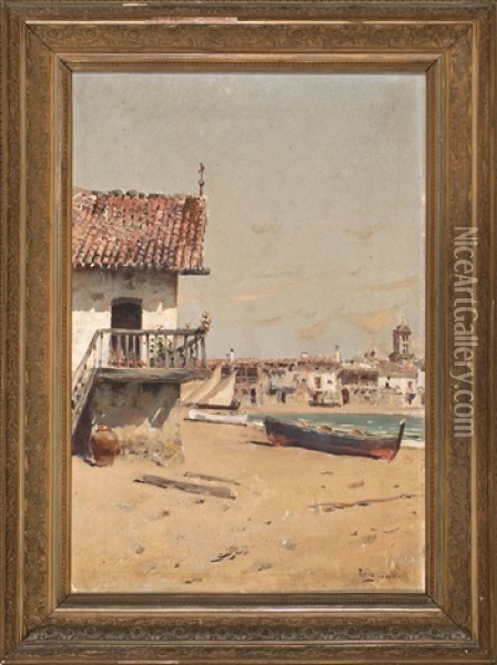 Vista De Una Playa Oil Painting - Joan Roig Soler