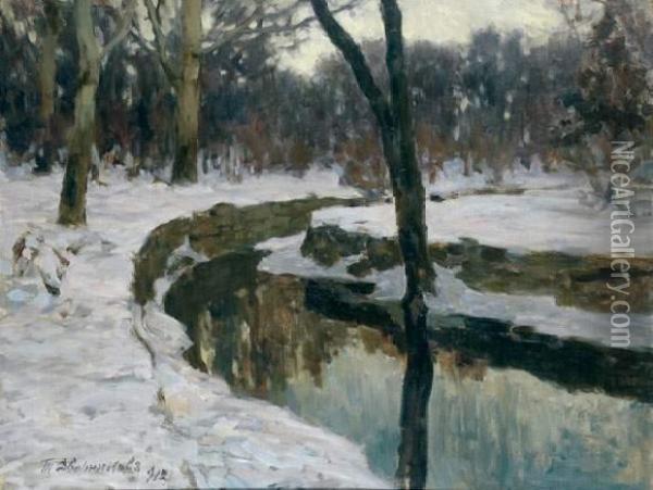 Paysage D'hiver Oil Painting - Tit Jokovlevic Dvornikov