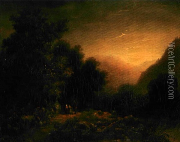 Le Calvaire Dans La Montagne Oil Painting - Jean Baptiste (Jules) Marcke