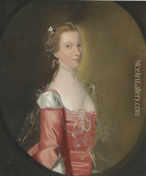 Portrait Of A Lady, Traditionally Identified As Mary Barrett, Half-length Oil Painting - Thomas Hudson