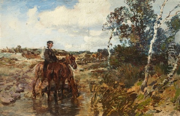 Bauer An Der Pferdetranke Oil Painting - Gregor von Bochmann the Elder