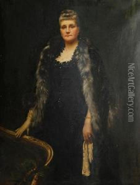 Portrait Of A Lady In Evening Dress Oil Painting - Archibald James Stuart Wortley