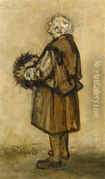 Stehender Mann Mit Der Dornenkrone Christi In Den Handen Oil Painting - Eduard (Karl-Franz) von Gebhardt