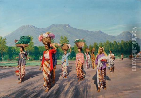 Women Carrying The Goods Oil Painting - Willem Henri Van Der Does