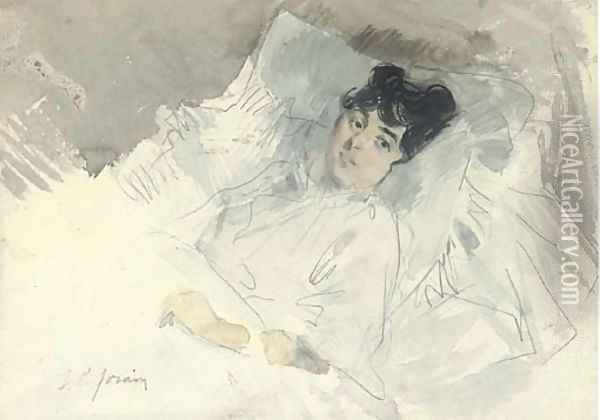 Portrait de femme couchee dans son lit Oil Painting - Jean-Louis Forain