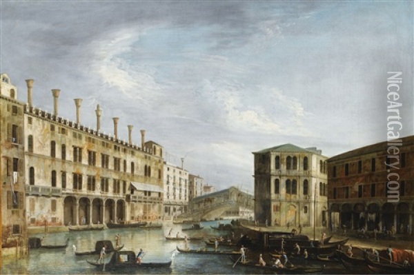 Venise, Vue Du Grand Canal Vers Le Pont Du Rialto Oil Painting -  Master of the Langmatt Foundation Views