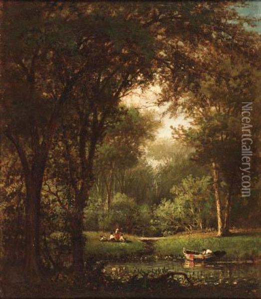 Picnic Under The Trees Oil Painting - Thomas Worthington Whittredge