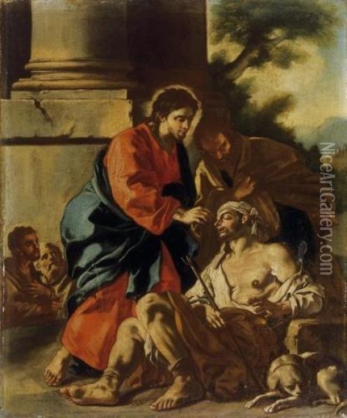 Christ Cures The Blind Oil Painting - Paolo De Falco