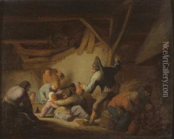 Scene D'interieur De Taverne Oil Painting - Cornelis Dusart