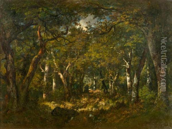 Eclaircie Dans La Foret De Fontainebleau. 1868 Oil Painting - Narcisse-Virgile D Az De La Pena
