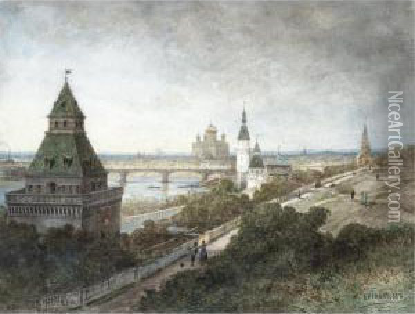 View Of Moscow Oil Painting - Aleksei Petrovich Bogolyubov